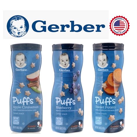 อาหารและขนมเด็ก Gerber Puffs Cereal Snack Crawler 8 Months Shopee