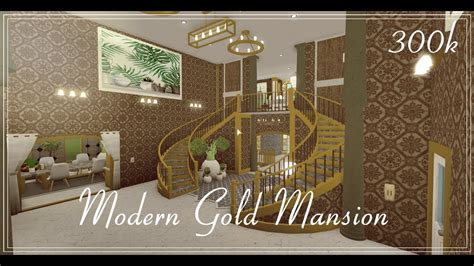 Roblox Bloxburg Modern Gold Mansion Speed Build 300k Youtube