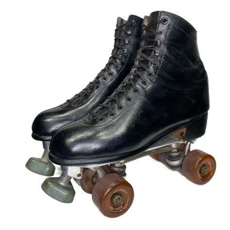 Vintage Riedell Red Wing Black Leather Roller Skates Sure Grip Century