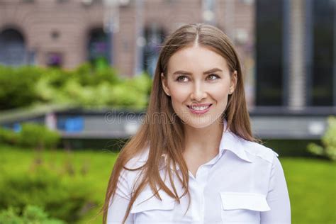 Happy Business Woman In White Shirt Stock Image Image Of Business City 57745223