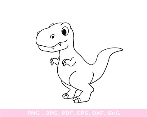 Cute T Rex Dino SVG Dinosaur PNG Tyrannosaurus Vector Cricut Cut