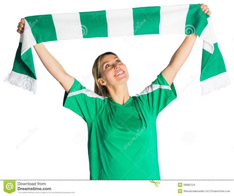 Cheering Football Fan Waving Scarf Stock Photo Image Of Person World