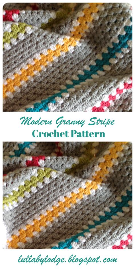 Modern Granny Stripe Blanket Crochet pattern by Lullaby Lodge | Crochet blanket patterns, Granny ...