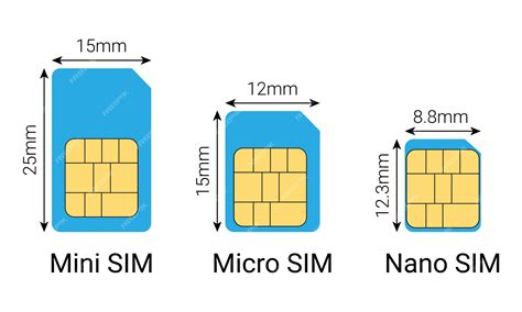 Premium Vector Nano Sim Micro Sim Mini Sim Card Sizes Vector Illustration