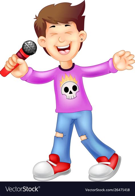 Funny Boy Singing Cartoon Royalty Free Vector Image