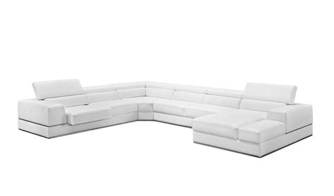 Divani Casa Pella Modern White Bonded Leather Sectional Sofa White