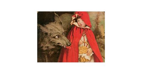 Vintage Little Red Riding Hood And Big Bad Wolf Postcard