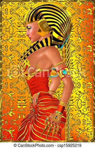 pharaoh queen side profile egyptian woman pharaoh queen standing on abstract orange and red