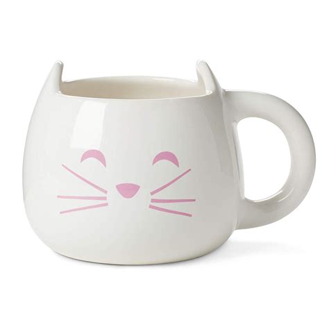 Tri Coastal Design Cute White Cat Mug 20 Oz Ceramic Cat Shaped Mug