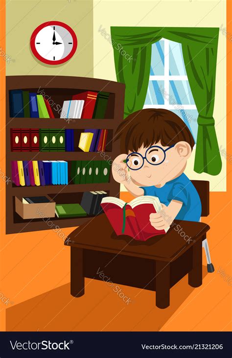 Student In Library Royalty Free Vector Image Vectorstock