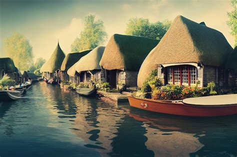Premium Photo Giethoorn Holland Cozy Homes In This Town Are Only