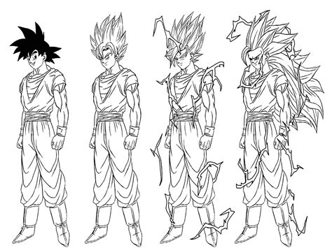Look out for them all. Transformation from Songoku to Son goku Super saiyajin 3 - Dragon Ball Z Kids Coloring Pages