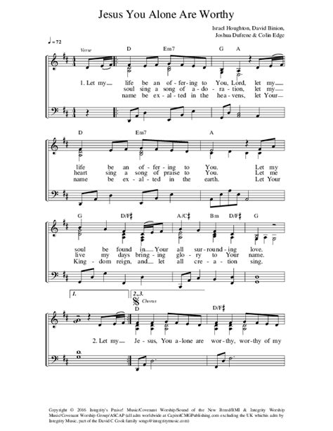 Jesus You Alone Are Worthy Sheet Music Pdf Covenant Worship Praisecharts