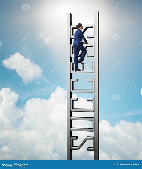 Businessman Climbing the Career Ladder of Success Stock Photo - Image