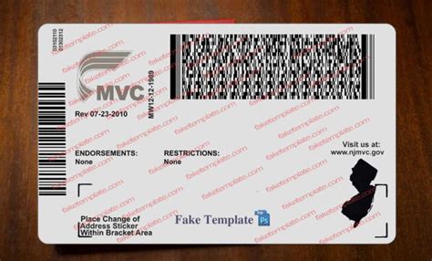 New Jersey Driver License Template V2 New Fake Template
