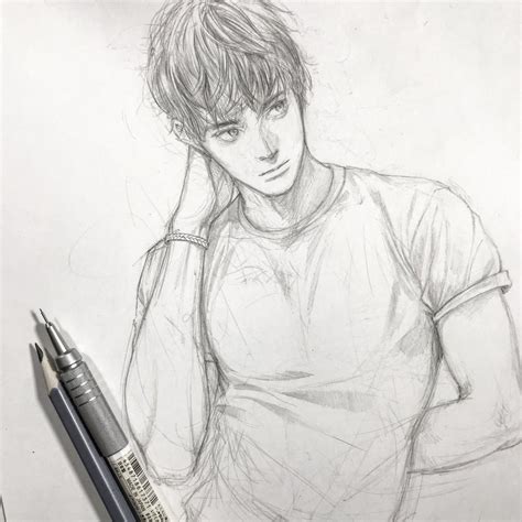 Art By Shinji Anime Sketch Pencil Art Drawings Guy Drawing