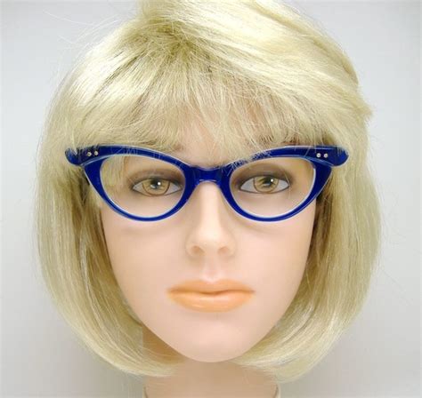 vintage 50s 60s blue cat eye eyeglasses frame france nos blue cat eye glasses accessories