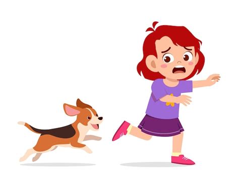 Premium Vector Cute Little Boy Scared Because Chased By Bad Dog
