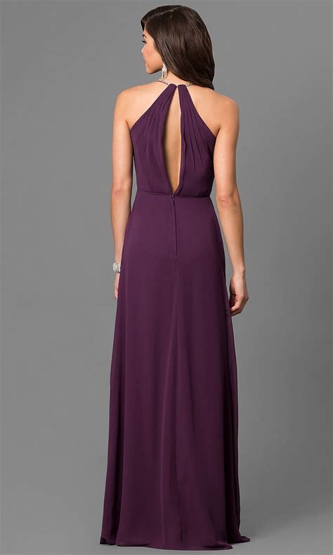 Empire Waist Eggplant Purple Prom Dress With V Neck Purple Prom Dress