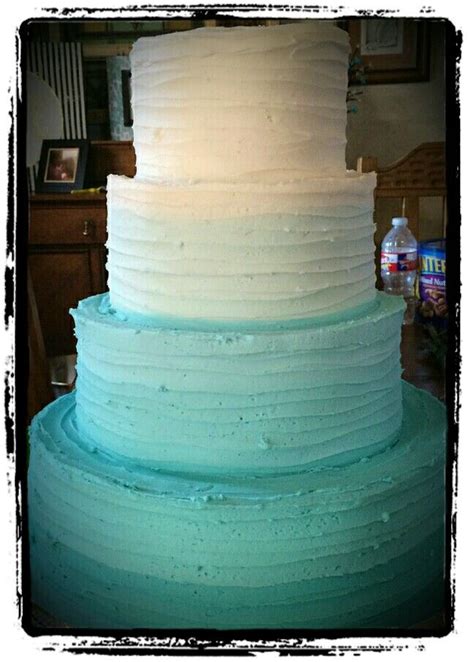 Teal Ombre Wedding Cake Wedding Cakes Wedding Cake