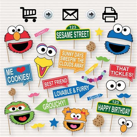 Sesame Street Photo Booth Printable Props Sesame Street 1º compleanno