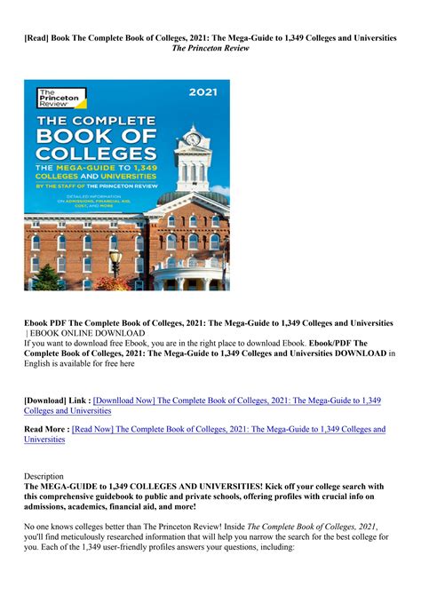 Pdfepub The Complete Book Of Colleges 2021 The Mega Guide To 1349 Colleges And