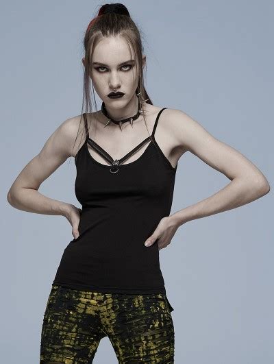 Punk Rave Black Gothic Daily Wear Sexy Camisoles For Women