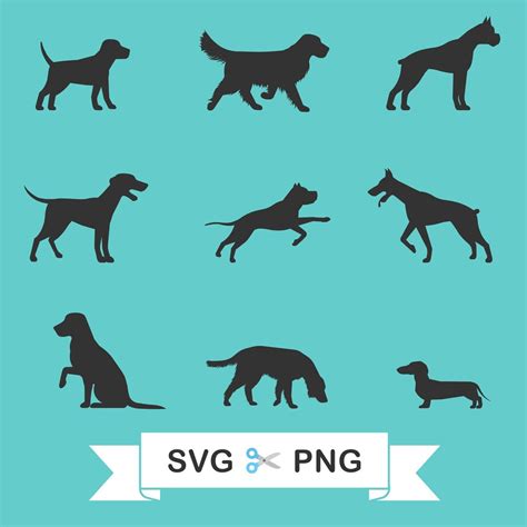Dog Silhouette Svg Bundle Dog Png Design Bundle Free Commercial Use