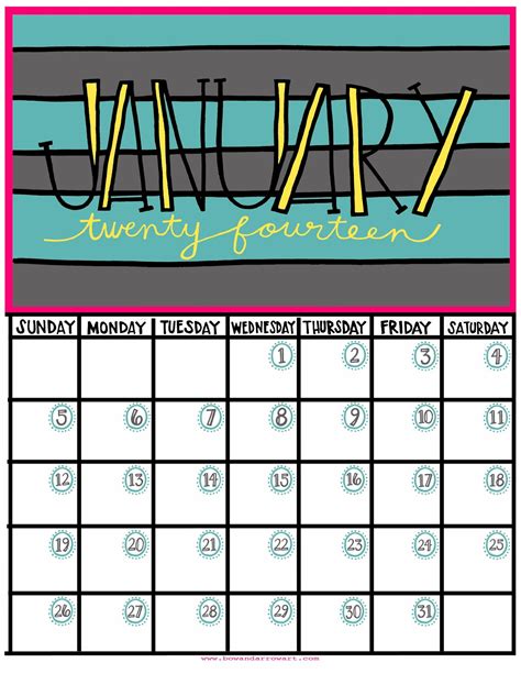 Bowarrow January Printable Calendar Its Not Too Late