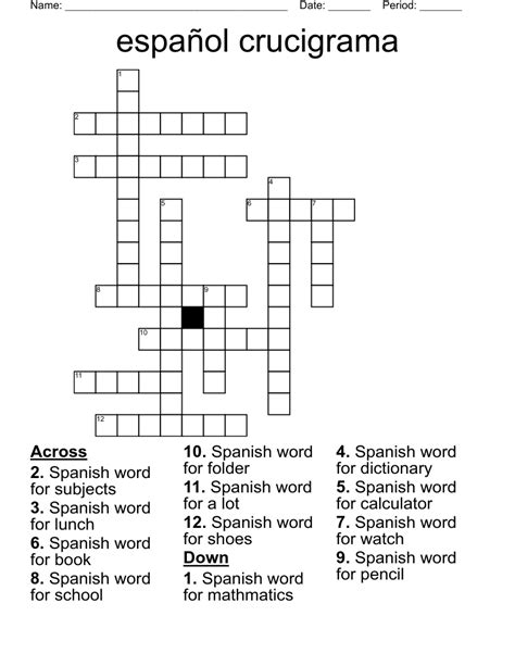 Español Crucigrama Crossword Wordmint