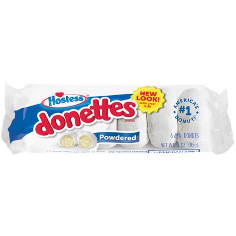 Hostess Powdered Sugar Donettes Single Serve 6 Count 3 Oz