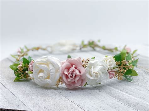 Blush and Gold Flower Crown , Flower Girl Crown, Flower Crown, Halo Flower Crown, Bridal Crown 
