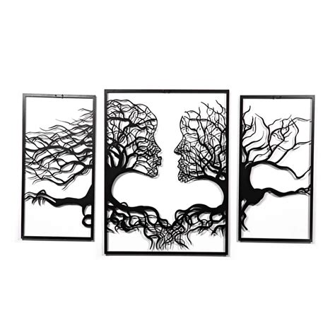Tree Woman And Human Wall Art Abstract Line Couple Face Art Etsy De Triptych Wall Art Tree