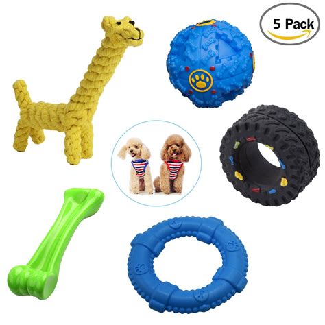 Wayandwil Dog Chew Toy 5 Pack Indestructible Chewing Bone Interactive