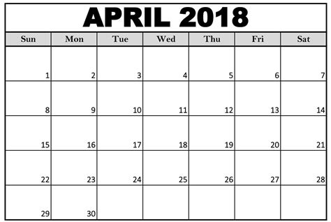 April 2018 Calendar Calendar Printables Calendar Blank Calendar