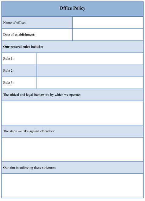 Office Policy Template Editable Docs Policy Template Office