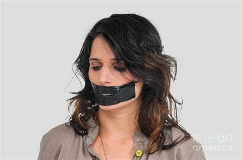 woman with duct taped mouth l1 photograph by ilan rosen fine art america