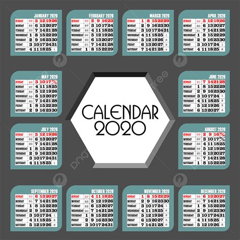 Calendario 2020 Con Un Hexágono En El Medio Png Calendario 2020