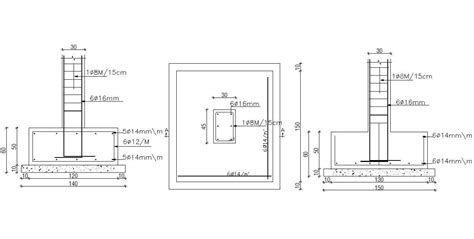 Detail Drawing Of Column Foundation In Dwg File Cadbull
