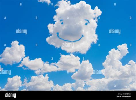 Smiley Face Formed In Clouds Stock Photo Alamy