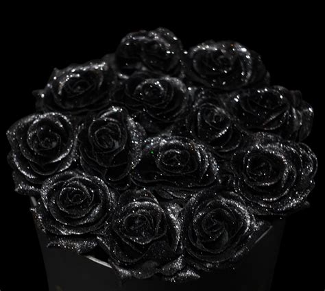 Belle Fleuriste Black Glitter Roses Black Box Bellefleuristeuk