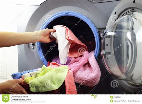 Machine Washer Hand Put Stock Photo Image Of Home Domestic 90022536