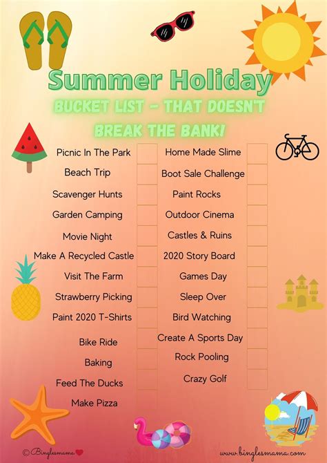 Summer Holiday Bucket List Cheap Ideas In 2020 Summer Holiday