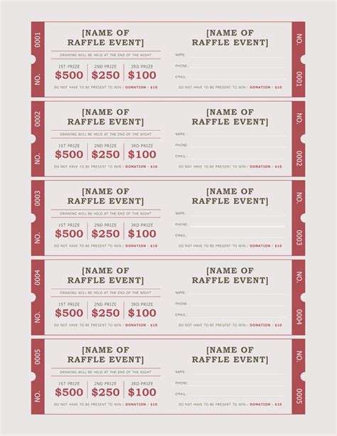 Free Printable Raffle Tickets With Numbers