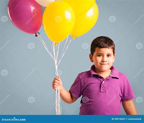 Boy Holding Balloons Stock Photo Image Of People Waist 30916022
