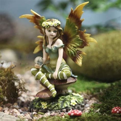 Delicate Garden Fairy Figurine With Crystal Ball Fairy Garden
