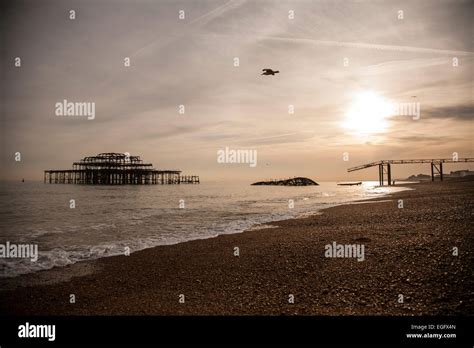 Brighton Pier Sunset Stock Photo Alamy