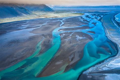 Amazing Nature Aerial View Of Glacier Riversiceland Stock Image