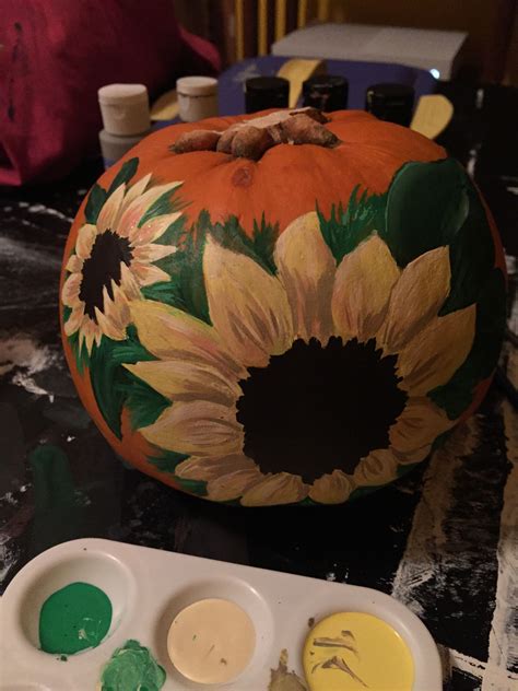 Sunflower Painted Pumpkin Jamie Roark Painted Pumpkins Creative