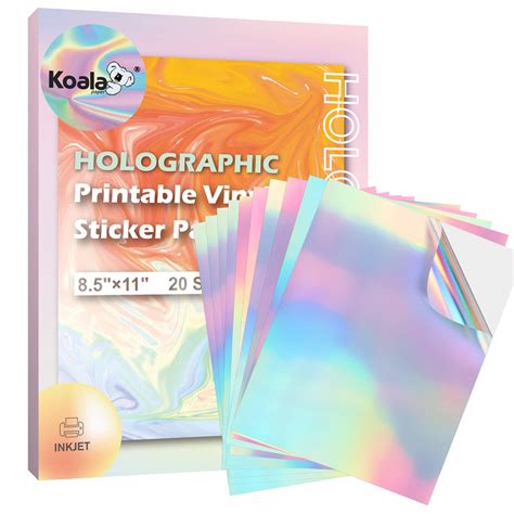 Buy Koala Holographic Sticker Paper For Inkjet Printer 20 Sheets 85x11
